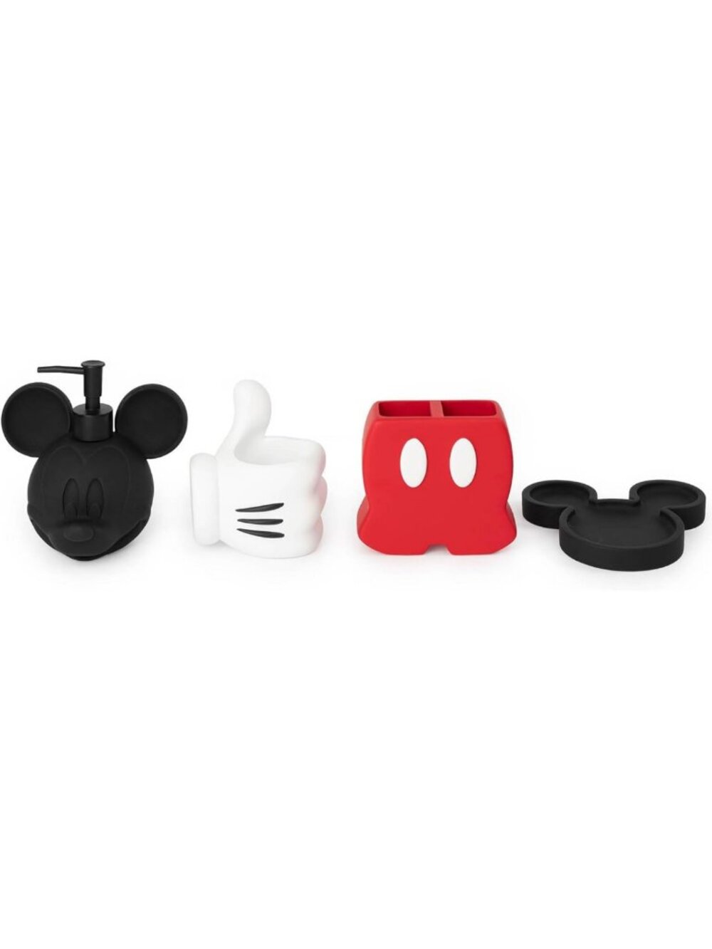 Mickey Mouse Bathroom Organizer Set - 4-Piece Red & Black Accessories for Décor